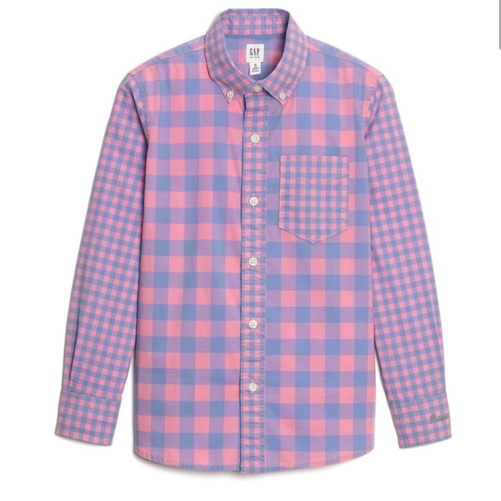 GAP Sarah Jessica Parker Boys Gingham Button-Down Pink - Blue Size L